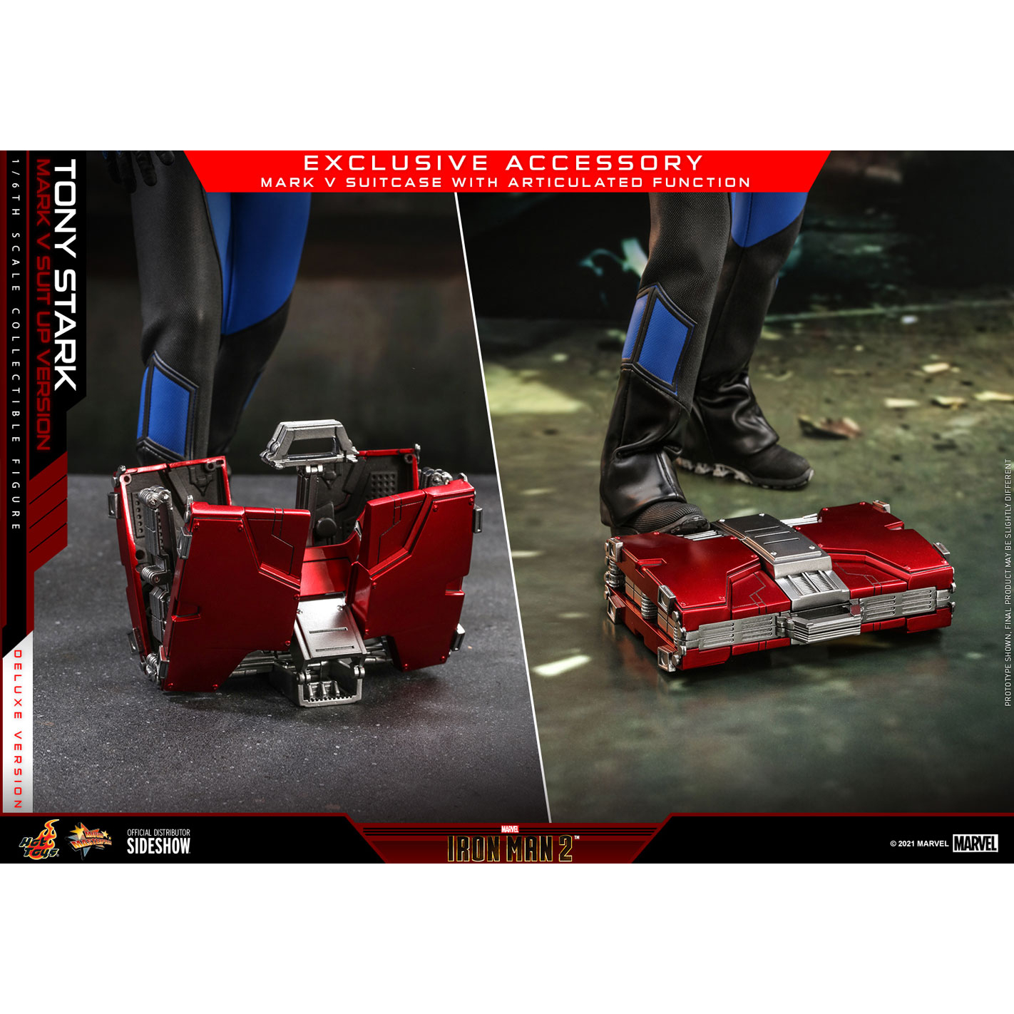 Marvel Tony Stark Costume Mark V Suit Up Version De Luxe Figurine Chelle Hot Toys