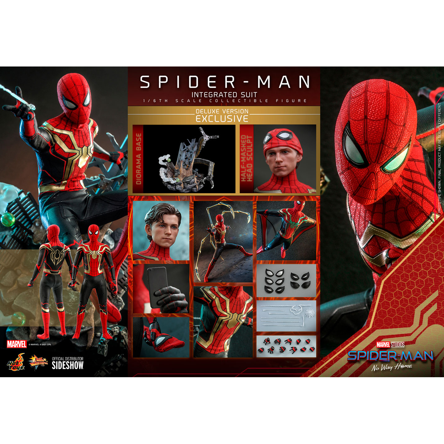 Marvel Spider Man Integrated Suit DELUXE Version 1 6 Scale Figure Hot Toys 909813 MMS624