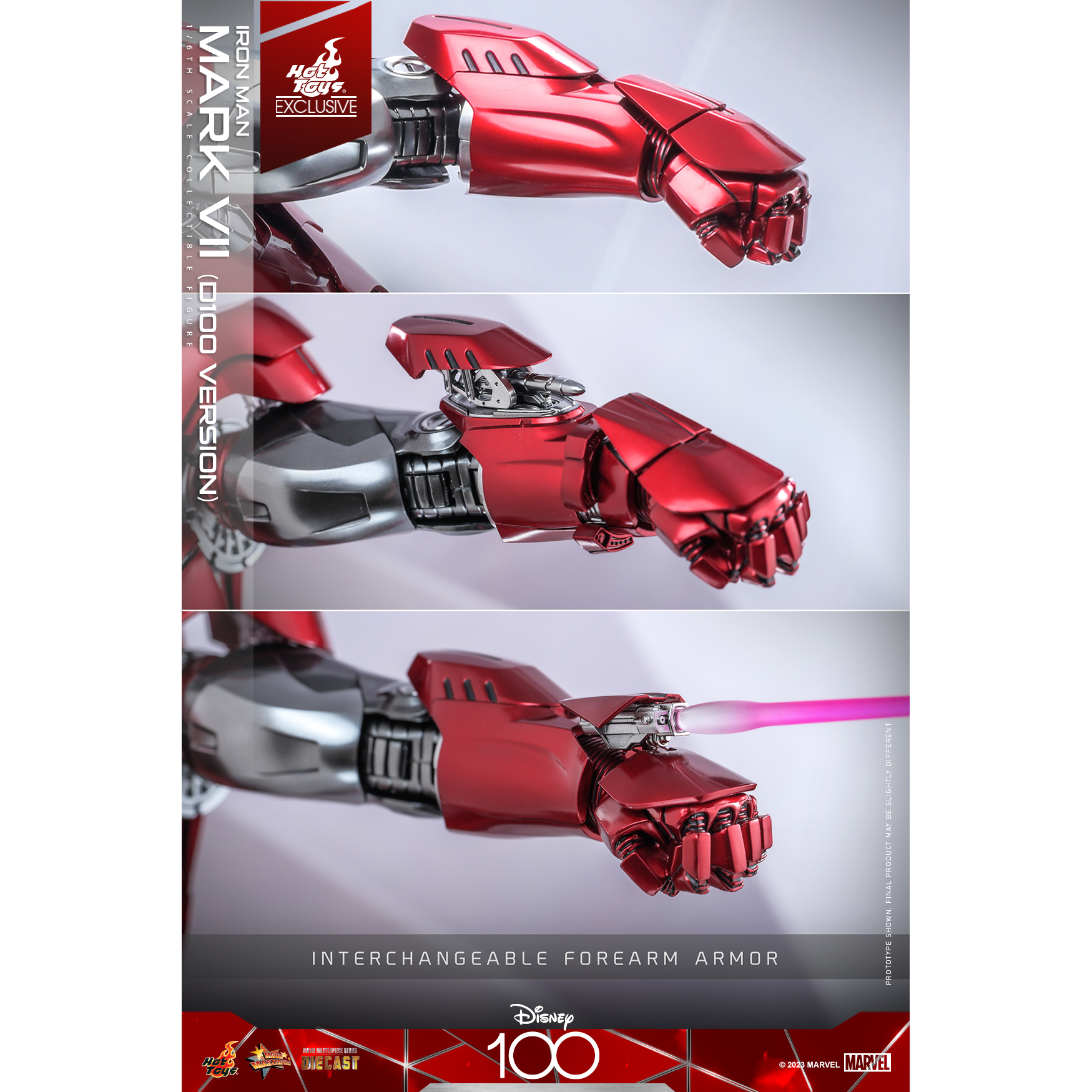 Marvel Disney 100 Iron Man Mark VII Version D100 Figurine Échelle 1 6 Hot Toys MMS696 D54