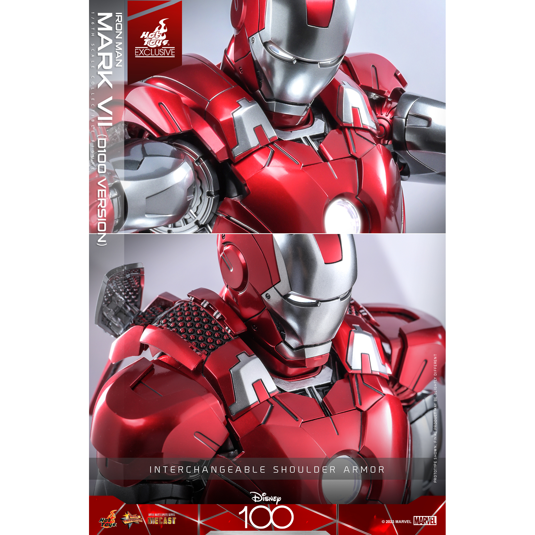 Marvel Disney 100 Iron Man Mark VII Version D100 Figurine Échelle 1 6 Hot Toys MMS696 D54