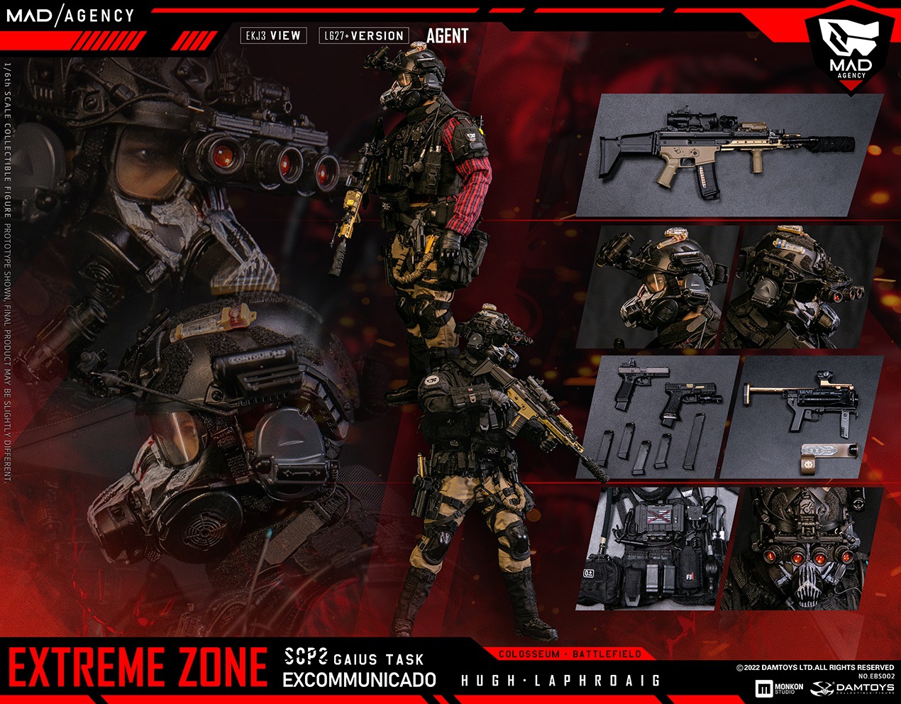 その他 DAMTOYS EXTREME ZONE Agent HUGH LAPHROAI DAMTOYS EBS002 EXTREME ZONE Agent HUGH LAPHROAIG 1/6 Action