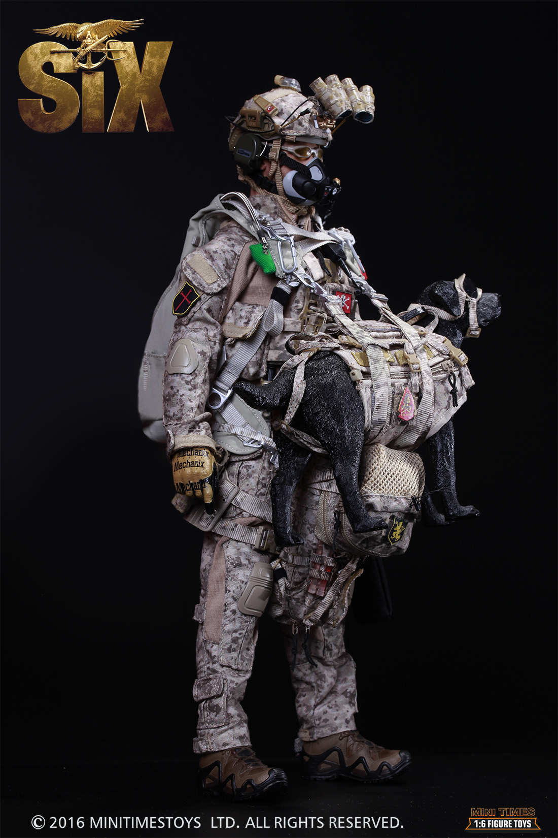 US Navy Seal Team Six K9 HALO Jumper with dog 1:6 scale