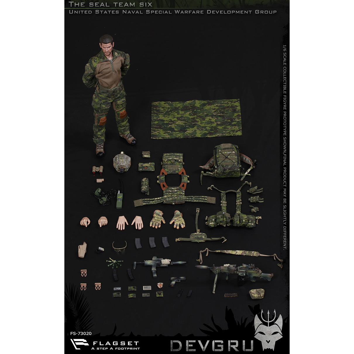 DEVGRU US seals 6 team jungle dagger figurine 1:6 Flagset FS