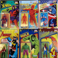 Marvel Legends Retro Collection 3.75 Wave 1 Set of 6 Figures Hasbro (Hulk. Spider-Man, Captain America, Human Torch, Magneto, Carol Danvers)