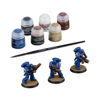 Warhammer 40,000 space marines infernus marines starter kit 6 pots of paint, a brush and 3 figurines