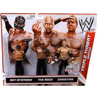 WWE Triple Threat Match Rey Mysterio/The Rock/Christian figurines (2012) Mattel X6539
