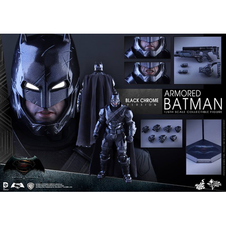 Batman VS Superman Armored Batman édition Chrome Noir figurine échelle 1:6 Hot Toys MMS356