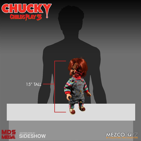 Talking Pizza Face Chucky Mega Figurine 15 pouces avec sons Child's Play Mezco Toyz 903891
