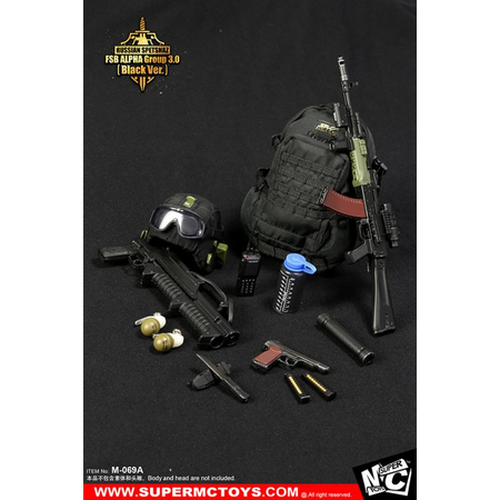 Russian Spetsnaz FSB Alfa Group 3_0 accessoires NOIR 1:6 Super MC Toys M-069A