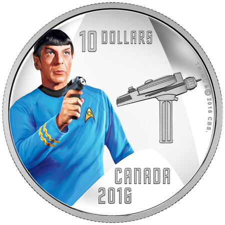 Star Trek 50e Anniversaire pièce de 10$ CDN en argent fin (2016) Spock Monnaie Royale Canadienne