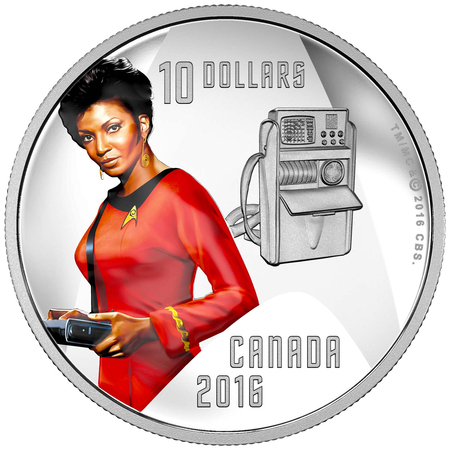 Star Trek 50e Anniversaire pièce de 10$ CDN en argent fin (2016) Uhura Monnaie Royale Canadienne