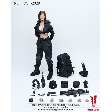 Female Shooter figurine 1:6 (vêtements noirs) Very Cool Model VCF-2029