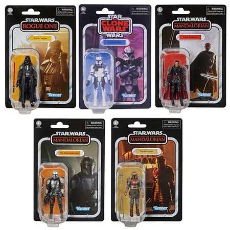 ​​Star Wars The Vintage Collection Wave 12 Set of 5 Figures (Darth Vader Rogue One, Captain Rex, Moff Gideon, The Armorer, The Mandalorian Beskar) Hasbro