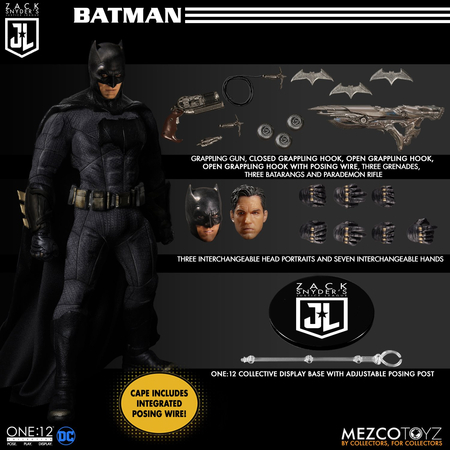 One:12 DC Batman Superman Flash Collective Zack Snyder's Justice League coffret de 3 Figurines de Luxe Mezco Toyz 76732