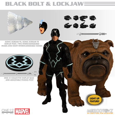 One-12 Collective Marvel Inhumans Black Bolt & Lockjaw Figurines Mezco Toyz 77100