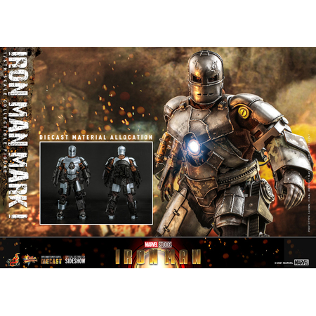 Marvel Iron Man Mark I (MK1) Figurine échelle 1:6 Diecast Hot Toys 908901 MMS605-D40