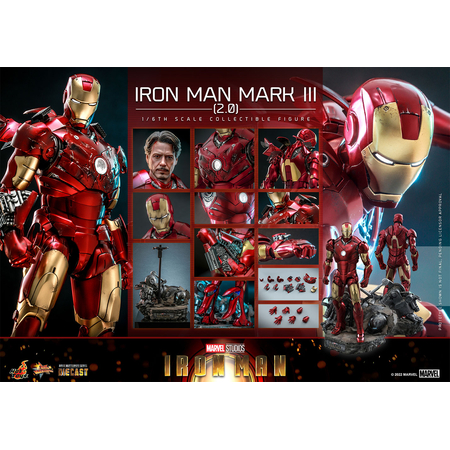 Marvel Iron Man Mark III (2_0) 1:6 Scale Diecast Figure Hot Toys 911579 MMS664-D48