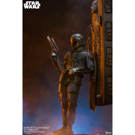 Star Wars Boba Fett and Han Solo in Carbonite Premium Format Figure Sideshow Collectibles 400373