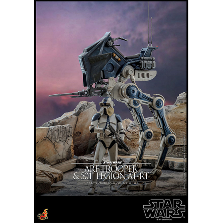 Star Wars: The Clone Wars ARF Trooper and 501st Legion AT-RT 1:6 Scale Figure Set Hot Toys 911125 TMS091