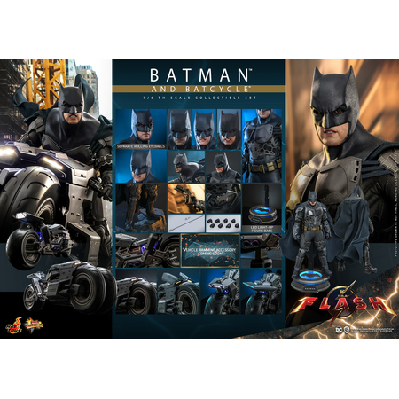 DC Batman and Batcycle (The Flash) 1:6 Scale Figure Set Hot Toys 9123972 MMS705