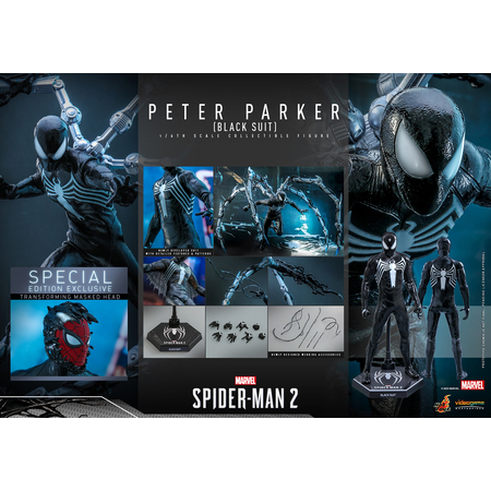 Marvel’s Spider-Man 2 Peter Parker (Costume Noir) (Édition Spéciale) Figurine Échelle 1:6 Hot Toys 9125822 VGM56B