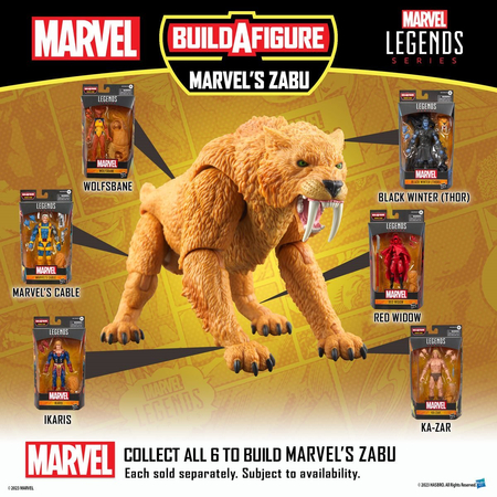 Marvel Legends Series (BAF Zabu) Set of 7 action figures (Wolfasbane, Red Widow, Ikaris, Marvel's Cable, Superior Iron Man, Black Winter (Thor), Ka-Zar) Hasbro