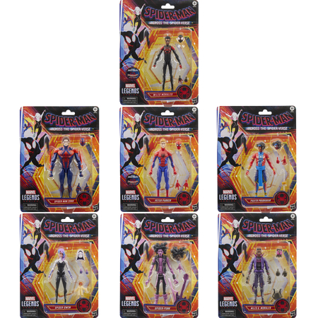 Marvel Legends Series Across the Spider-Verse (Spider-Punk, Spider-Gwen, Miles G Morales, Pavitr Prabhakar, Miles Morales, Peter Parker, Spider-Man 2099) Ensemble de figurines échelle 6 pouces Hasbro