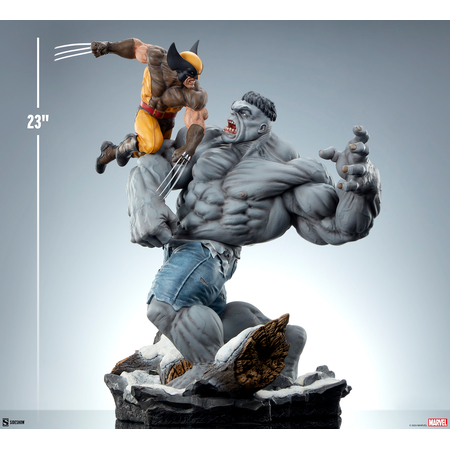 Marvel Grey Hulk vs Wolverine Maquette Sideshow Collectibles 2002162
