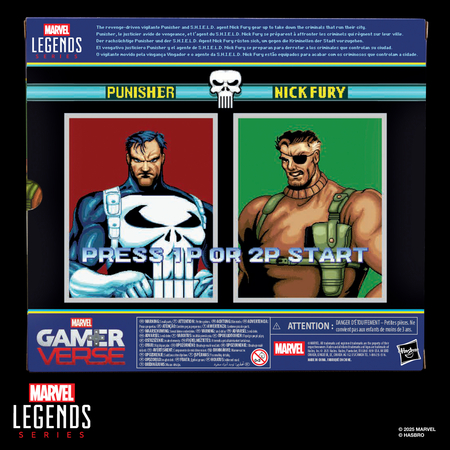 Marvel Legends Series Gamerverse Punisher and Nick Fury, Retro Video Game -Inspired Collectible 6-Inch Action Figures Hasbro G1871