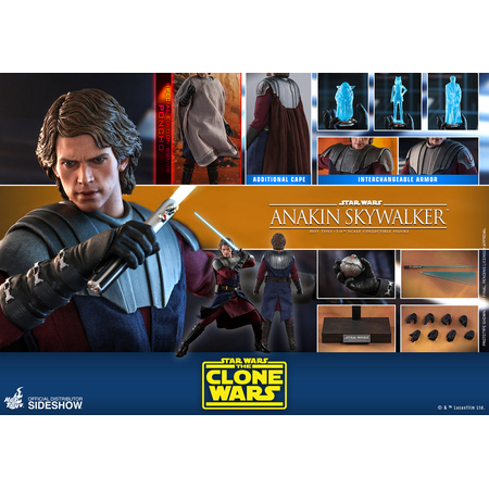Star Wars: The Clone Wars Anakin Skywalker EXCLUSIVE 1:6 Scale Figure by Hot Toys 9067121 TMS019 PRODUCT OPEN AND EXPOSED