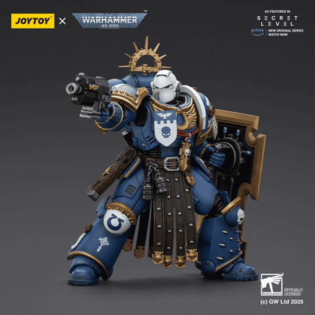 Warhammer 40K Ultramarines Torvald with Power Sword, Stormshield and Bolt Pistol Action Figure JoyToy JT02809
