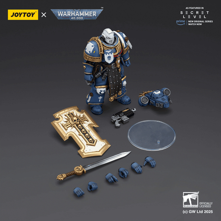 Warhammer 40K Ultramarines Torvald with Power Sword, Stormshield and Bolt Pistol Action Figure JoyToy JT02809