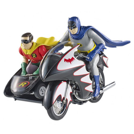 Batman Classic 1966 TV Series 1:12 Batcycle with Figures Hot Wheels Elite