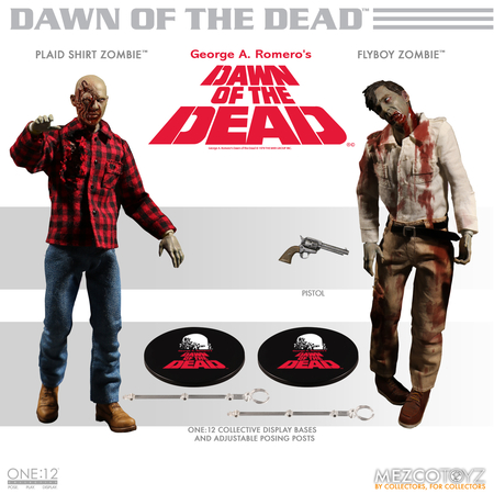 One:12 Collective Dawn Of The Dead Fly Boy & Plaid Zombie Ensemble de 2 Figurines Mezco Toyz 76800