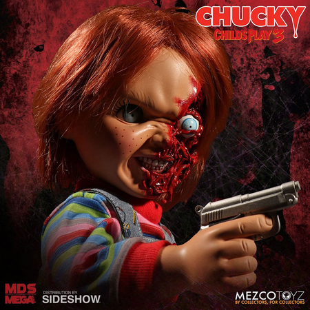 Talking Pizza Face Chucky Mega Figurine 15 pouces avec sons Child's Play Mezco Toyz 903891